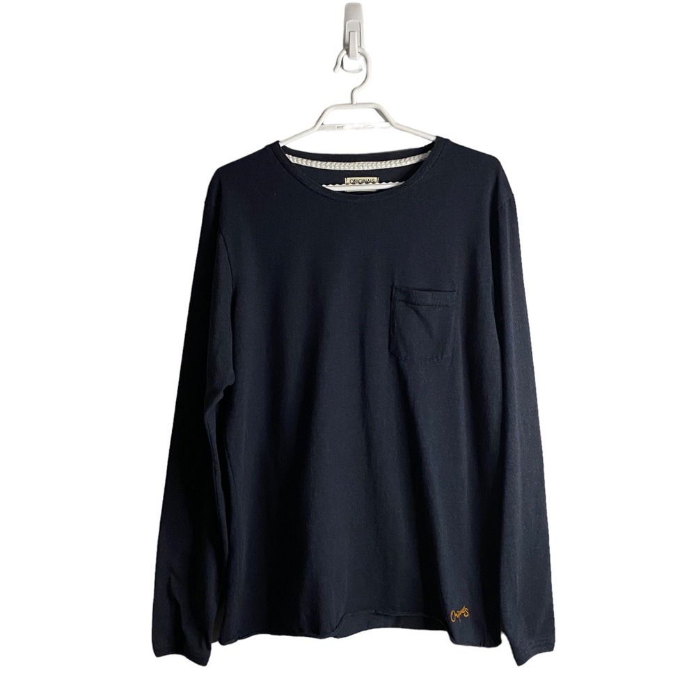 Jack and Jones Men's Navy Long Sleeve Boat Neck Shirt